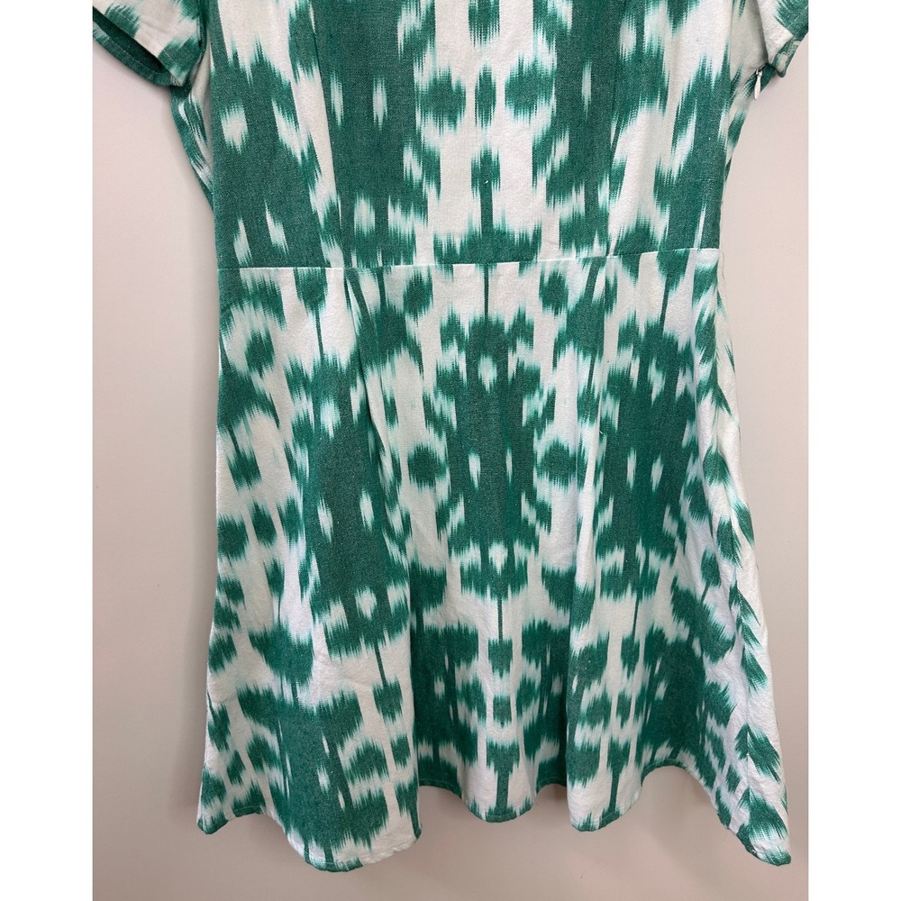 Vineyard Vines Green White Ikat Print Fit & Flare Short Sleeve Dress Size 10 - Picture 11 of 13